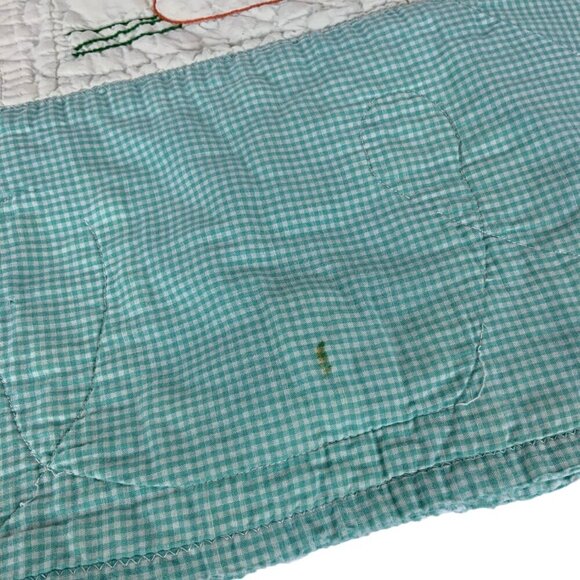 Farm Animal Cutter Quilt 46x74 Hand Embroidered Machine Stitched Tattered Cotton - Picture 11 of 12